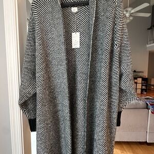 NWT Women’s M Black and White Striped Open Cardigan New Day from Target